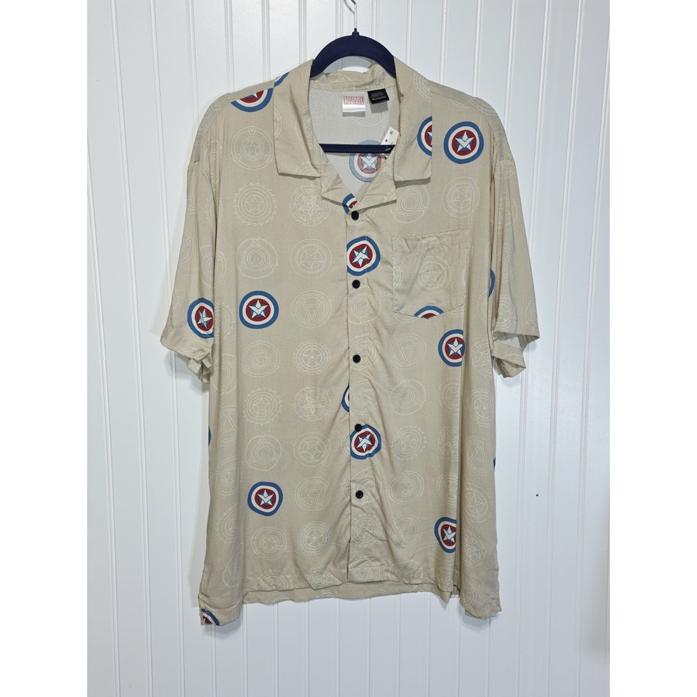 Marvel Captain America short-sleeve button-down shirt Sz Xl Nwt